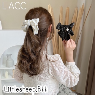 พร้อมส่งที่ไทย 🇹🇭 Litbow003 กิ๊บรูปโบว์ผ้าทวีตแต่งมุก 🎀