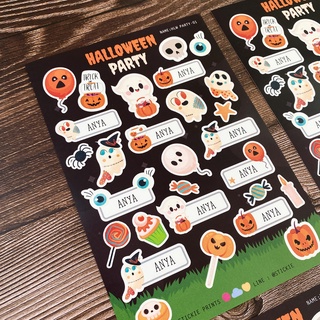 สติ๊กเกอร์ชื่อ กันน้ำ ลาย HELLOWEEN PARTY ( Name Sticker 4 sheet / set )