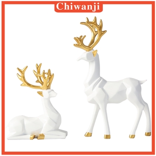 ( Chiwanji ) ตุ๊กตาเรซิ่นรูปกวางสําหรับตกแต่งบ้าน 2 ชิ้น