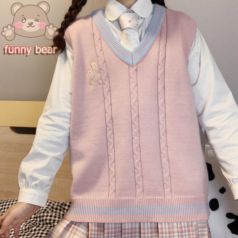เสื้อกักไหมพรม สไตล์เกาหลี สไตล์วิทยาลัย เสื้อกั๊ก แฟชั่น simple style