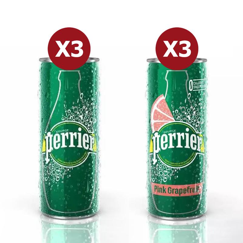 [ซื้อ 3 แถมฟรี 3] Perrier Cans 250ml Original 3 + Pink Grapefruit 3