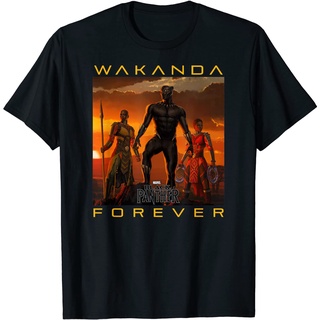 ผ้าฝ้ายคอกลมเสื้อยืด พิมพ์ลายกราฟิก Marvel Black Panther Wakanda Forever สําหรับผู้ชายfrom S-4XL