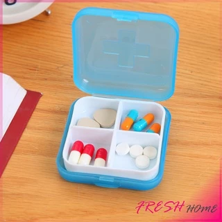 กล่องยา มินิ กล่องสีสันลูกกวาด หลายช่อง กล่องยาแบบพกพา Cross-packing pill box