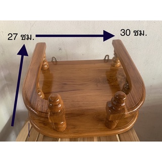 หิ้งพระไม้สัก หิ้งพระติดผนัง ขนาดกว้าง 30x27 ซม.