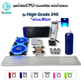 ชุดน้ำCPUระบบเปิด ท่ออะคริลิค ครบชุด สีน้ำเงิน CPU Water Cooling Open Loop Set PETG Tube Blue