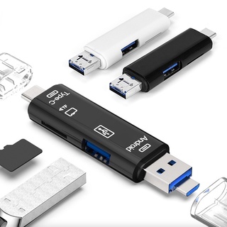 [จัดส่งฟรี] อะแดปเตอร์การ์ดรีดเดอร์ แบบพกพา 5 in 1 Type c Micro TF OTG Usb 2.0 SD 3.1 สําหรับ Android IOS คอมพิวเตอร์