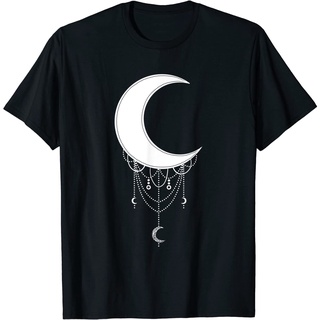 เสื้อยืดผ้าฝ้ายพรีเมี่ยม เสื้อยืด พิมพ์ลาย Crescent Moon Aesthetic Goth แบบนิ่ม สไตล์โกธิค สําหรับผู้หญิง