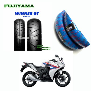 ยางนอก FUJIYAMA  ลาย WINNER  สำหรับ R15  /   M Slaz หน้าTL 110/70-17 / หลังTL 130/70-17   ขอบ 17  คุ้มมากก