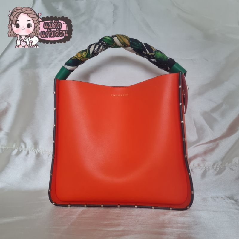 [ของแท้] กระเป๋า CHARLES &amp; KEITH SCARF WRAPPED HANDLE BAG CK2-20150720 สีส้ม