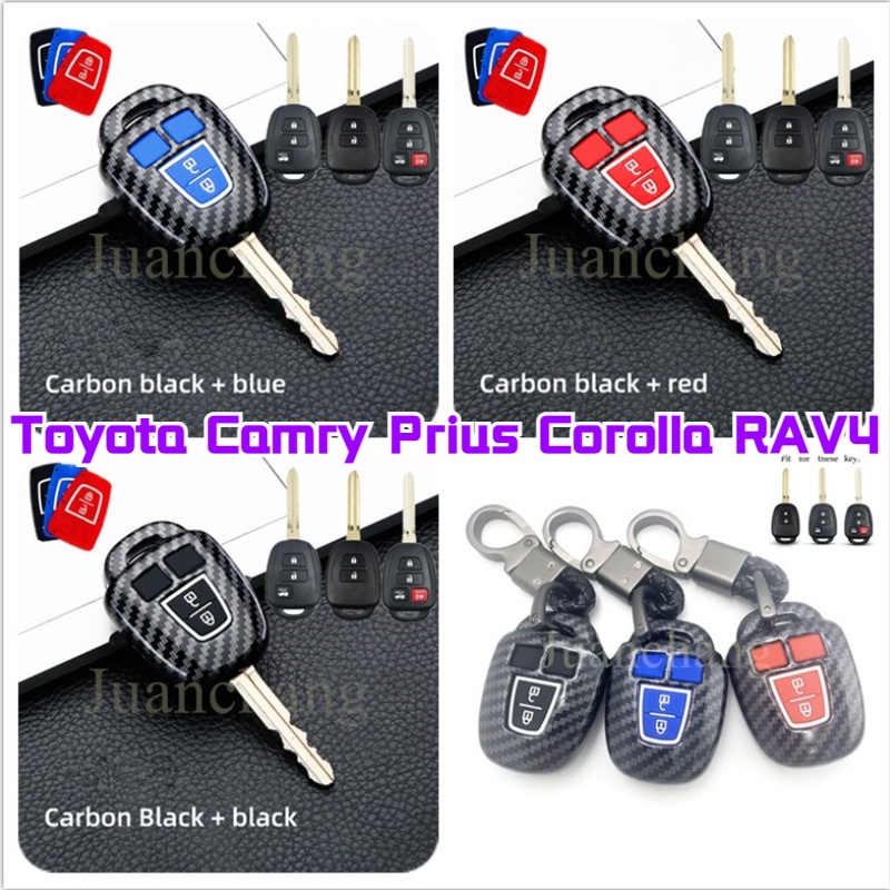 เคสกุญแจรีโมทรถยนต์ คาร์บอนไฟเบอร์ สําหรับ Toyota Yaris Ativ Camry Prius 2012 2013 2014 2015 2016 2017 Corolla RAV4 TOY43 2 3 4 ปุ่ม