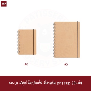 MUJI สมุดโน้ตปกแข็ง มีสายรัด DOTTED 70แผ่น ขนาด A6 A5 Wirebound Dotted Notebook ริมลวด wire