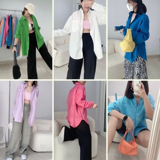 Jolie Oversize Cotton Shirt เสื้อเชิ้ต (โค้ด MISSHAPR1 ลด 45.ขั้นต่ำ 300) (โค้ด MISSHAPR2 ลด 65.ขั้นต่ำ 500.)