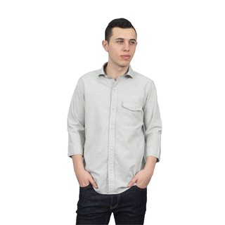 Han&amp;Co.M.Grey 3/4 Sleeve Shirt-Grey เสื้อเชิ้ตแขน3/4สีGrey(สีเทา)