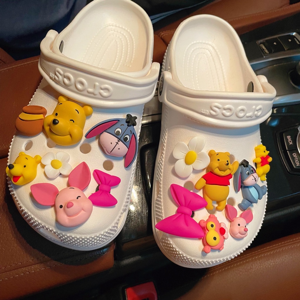 สติกเกอร์ รูปหมีพูห์น่ารัก สําหรับตกแต่ง croc jibitz จํานวน 15 ชิ้น
