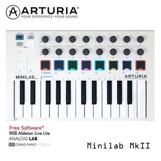 Arturia MiniLab MkII Midi Keyboard ขนาด 25 คีย์ แบบพกพา ลิ่มเล็ก พร้อม Software VST -White