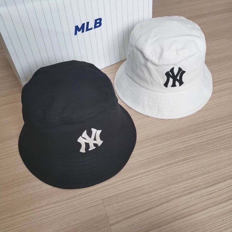 พร้อมส่ง MLB Oxford Bucket Hat หมวกปีก logo NY #5