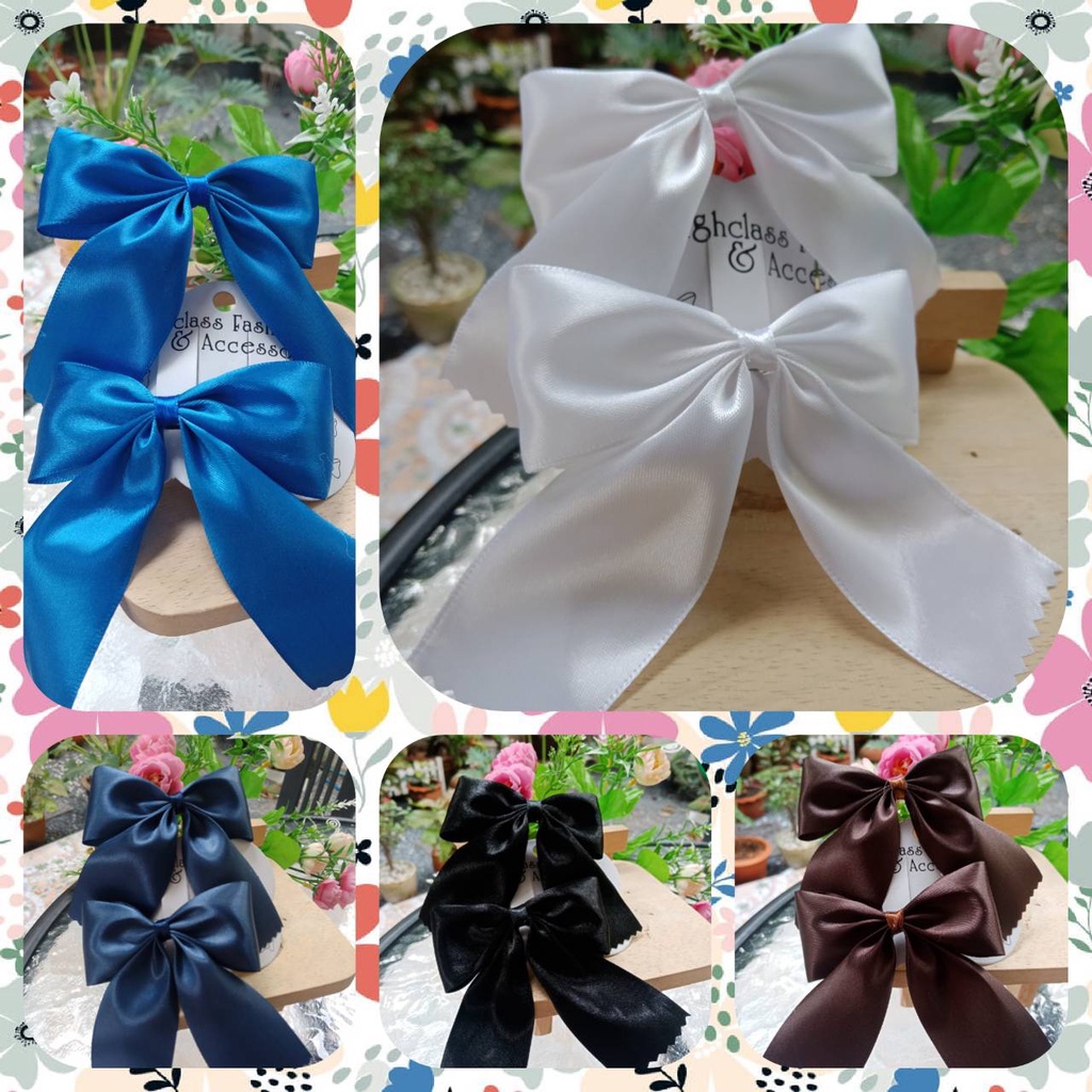 โบว์นักเรียน แบบเรียบ ริบบิ้น 1 นิ้ว / นิ้วครึ่ง ราคาเดียว เด็กประถม สินค้าผลิตเอง ขายเอง พร้อมส่ง ขายดี!!!!!!