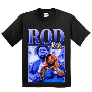 เสื้อยืดโอเวอร์ไซส์Lyzh Rod Wave Rapper เสื้อยืด สีดํา สไตล์วินเทจS-3XL