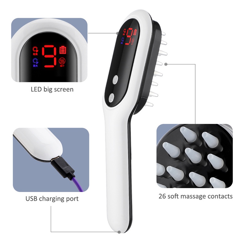 Electric Hair Growth Comb Infrared Laser Hair Care Style Anti-Hair Loss ...