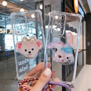 น่ารัก การ์ตูน OPPO Reno 7Z 7 7Pro A16 A16K Realme GT2 R15 R17 Reno7Z 5G Reno7 Pro A57 A39 เคสโทรศัพท์ Cute Cartoon Duffy Bear Ballet Bunny Rabbit Minnie Mickey พร้อมสายสะพาย TPU soft case เคสป้องกัน