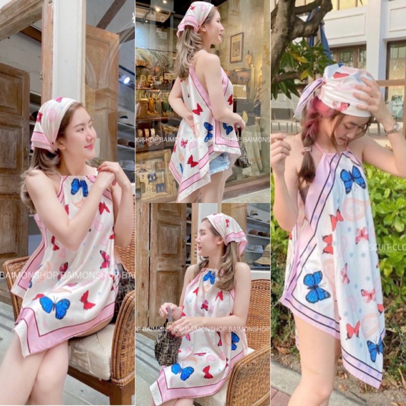 🔥aimorn_shop🔥เสื้อสายเดี่ยว ผ้าเช็ดหน้าลายไทย💖💖💖💖ในตำนาน ชุดไปทะเล สวยแซบเกินต้าน