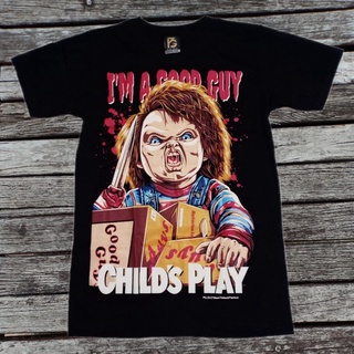 เสื้อยืดวินเทจเสื้อยืดผ้าฝ้าย พิมพ์ลายภาพยนตร์สยองขวัญ Pg25 PREMIUM GRADE BLACK CHUCKY CHILDS PLAY I AM A GOOD GUYS-5XL