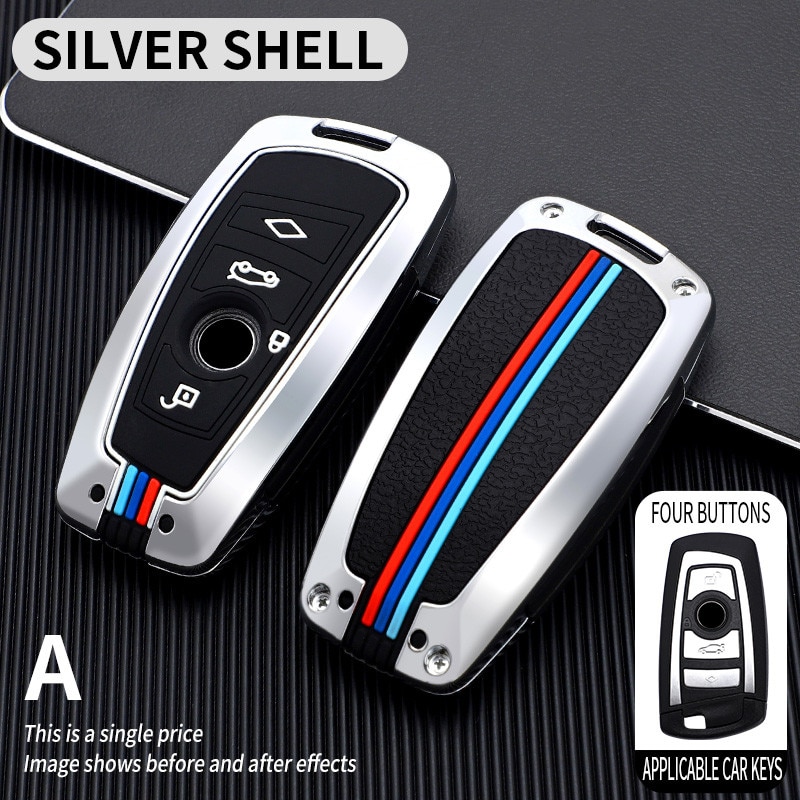 White 4 Buttons Silicone Key Fob Remote Key Case Holder Bag Cover fit for BMW