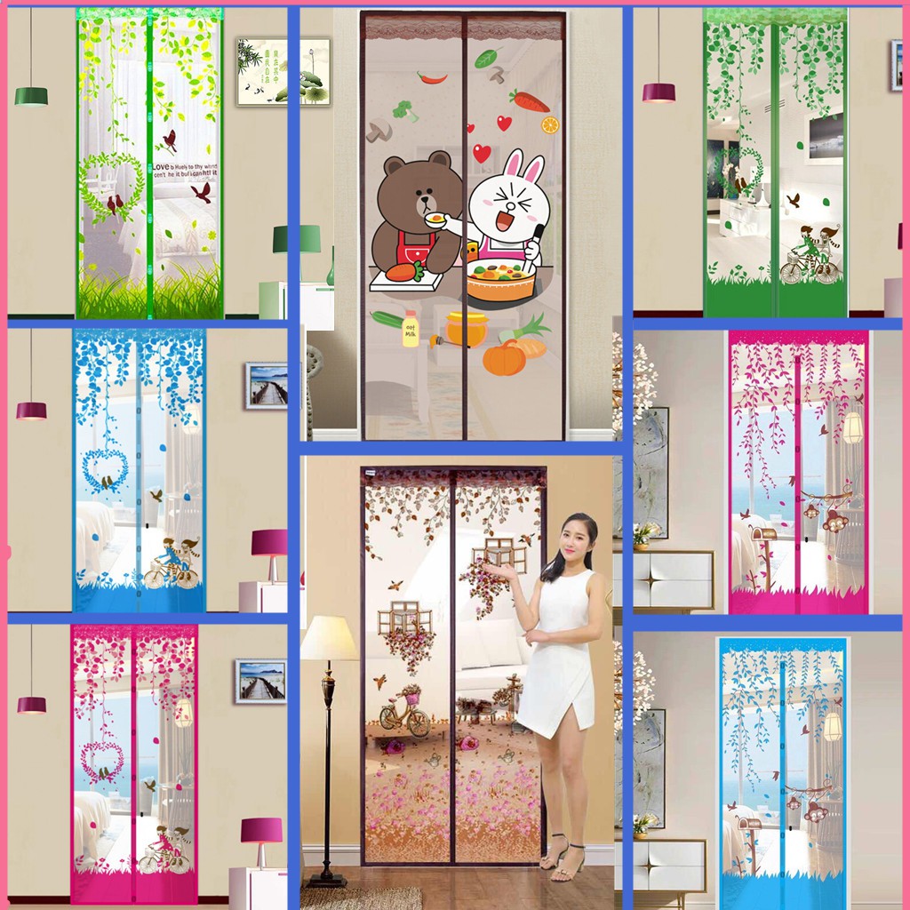 Koseenh ม่านแม่เหล็กกันยุง ม่านติดประตู ม่านติดหน้าต่าง Magic Mesh-รังนกรัก（90*210cm，ลวดลายต่างๆ）
