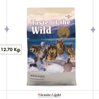 อาหารสุนัข Taste of the Wild Wetlands Canine Recipe Grain Free  เนื้อเป็ดย่าง และเนื้อไก่งวงรมควัน 12.70 Kg.