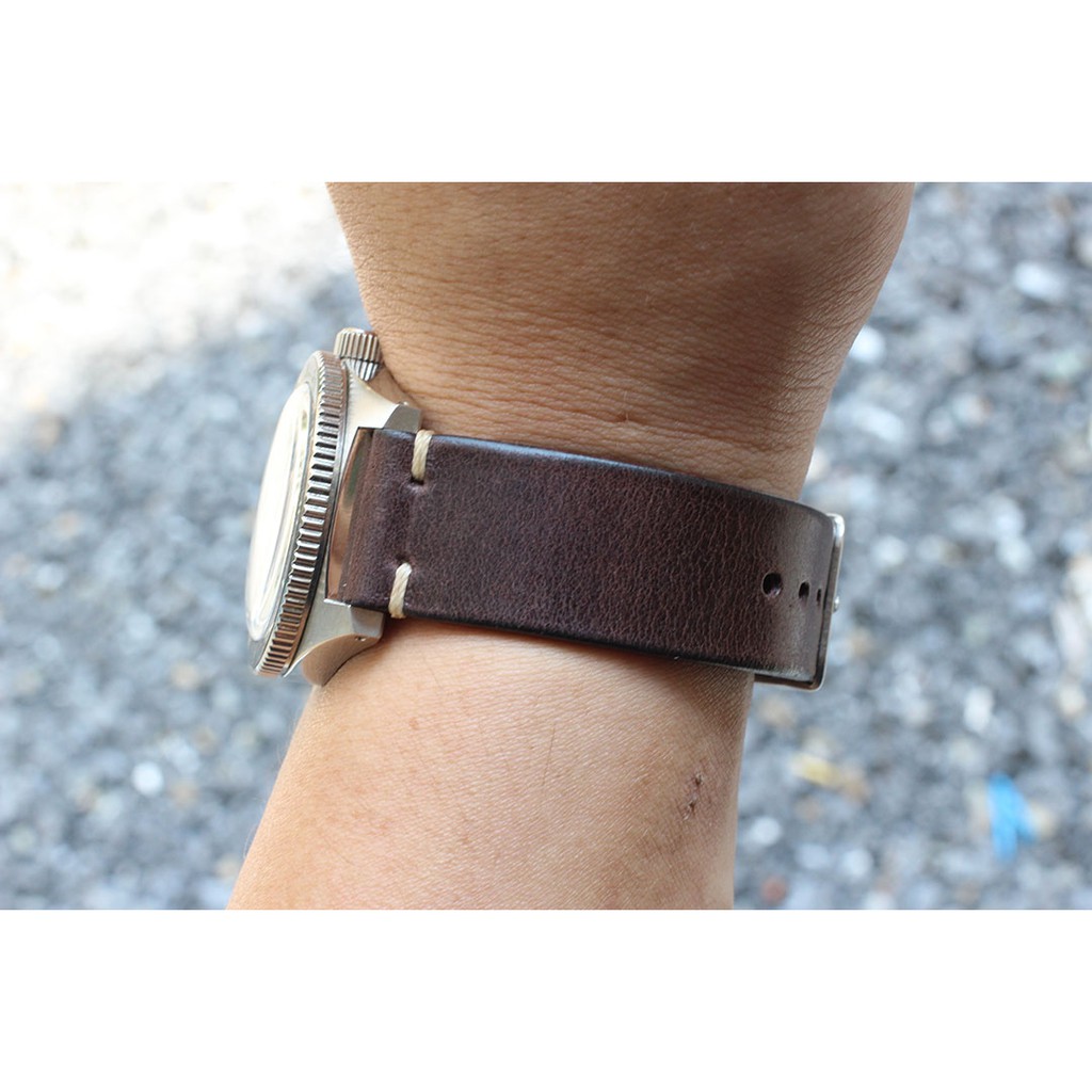 สายนาฬิกา สายหนังวัวแท้ รุ่น Italiand Handmade Dark Brown