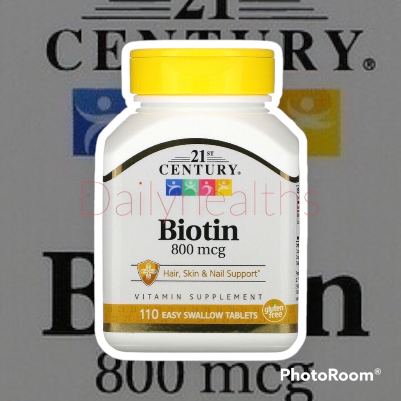 พร้อมส่ง ของแท้จากอเมริกา >> Biotin 800 mcg ไบโอติน 110 เม็ด - 21st Century บำรุงผม ผิวและเล็บ