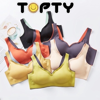 🔆TOPTY🔆เสื้อสปอร์ตบราไร้ขอบ ไร้โครง เนียนผิว แบบสวม มีฟองน้ำ