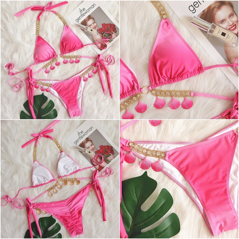 BikiniFC  (S,M,L) SB200 มี5สี บิกินี่หอยสุดอลัง งานพรีเมี่ยม ชุดว่ายน้ำทูพีซ ตกแต่งเปลือกหอย มีฟองน้ำเสริมชุดเที่ยวทะเล ราคา ถูกที่สุด ดีลบีเคเค แกลเลอรีภาพที่ 4