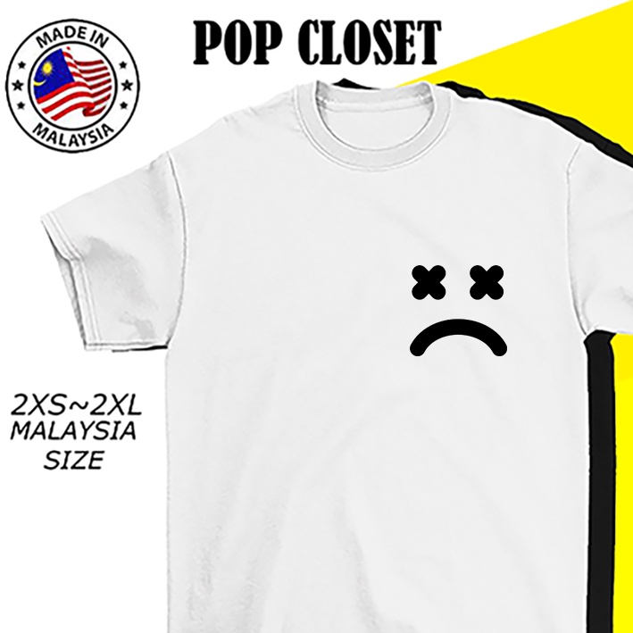 <TSHIRT ผู้หญิงผู้ชาย> SMILE EMOJI SAD FACE SIMPLE TEE 100%COTTON T-SHIRT PEREMPUAN LELAKI BAJU LENG