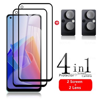 4-in-1 OPPO Reno7Z 5G Reno 7Z 2 กระจก + 2 เลนส์กล้อง ป้องกันรอยขีดข่วน กระจกนิรภัย ป้องกันหน้าจอ ฟิล์มครอบคลุมเต็มรูปแบบ