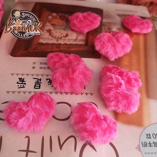 6cm หัวใจ หัวใจผ้า ขนแมว สีชมพู ขนาด 6cm จำนวน 2 ชิ้น heart for valentine gift