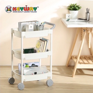 รถเข็นพลาสติกอเนกประสงค์ 3 ชั้น ขนาด :49.8CM*33CM*81CM Multipurpose Plastic Trolley with 3 layers KEYWAY No.AT-832