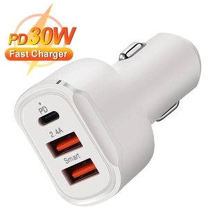 อะแดปเตอร์ที่ชาร์จในรถยนต์ PD 30W PD + 2.4A Dual USB Car Charger / 30W QC3.0 Three Port Car Charger Adapter