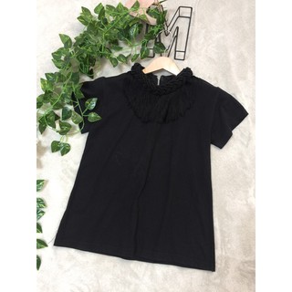 D185Wเสื้อยืดสีดำเกาหลีมือ2,คอแต่งพู่ถักเปียและพู่ห้อยเก๋ๆ,แขนสั้น,ทรงตรง,Mอก36,มีซิปหลัง,ตัวนี้มีตำหนิค่า