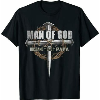 Usa เสื้อยืดผ้าฝ้าย 100% คอกลมพิมพ์ลาย God Husband Dad Papa แฟชั่นผู้ชาย