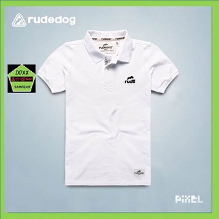 rudedog  เสื้อโปโล  ชาย หญิง รุ่น Pixel สีขาว