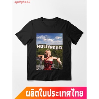 เสื้อยืดลำลองMarilyn Monroe มาริลีน มอนโร หลงใหล คนรักความฝัน สุดเซ็กซี่ Marilyn Monroe Hollywood Colorized Essential T-