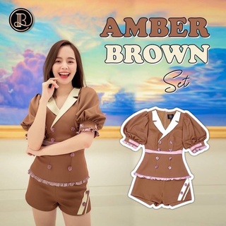 มือสอง Amber Brown : BLT เซ็ทเสื้อ+กางเกง สีน้ำตาล น่ารักเรียบร้อย