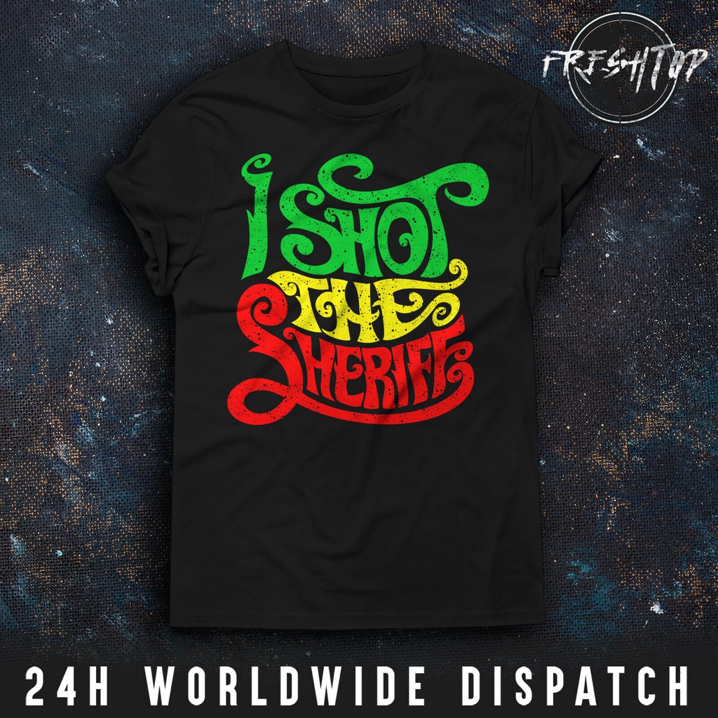 I Shot The นายอําเภอ T เสื้อ Bob Marley Eric Clapton Rastaman Reggae Lion Jamaica