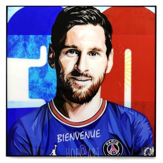 Lionel Messi #7 ลีโอเนล เมสซี่ PSG เปแอสเช​ ปารีส แซ็ง แฌร์แม็ง Paris  รูปภาพ​ติด​ผนัง​ pop art ฟุตบอล​ กรอบรูป​​