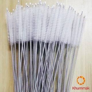 Khummak แปรงล้างหลอดดูด จุกนม ขนไนล่อน ไม่ทำให้เป็นรอย  Stainless steel soft straw straw brush