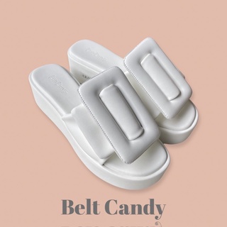 &lt;พร้อมส่งจากกทม. &gt; BELT CANDY(KK007) รองเท้าแตะ ส้น2 นิ้ว หน้าเข็มขัด  รองเท้าส้นตึก