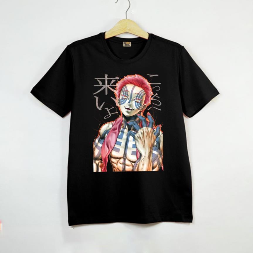 เสื้อยืด Anime Kimetsu no Yaiba Demon Slayer Akaza สีดํา