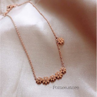 pomee.store สร้อยคอ ดอกไม้ สีโรสโกลล์