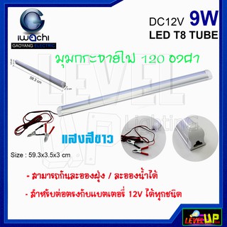 ชุดหลอดไฟนีออนคีบแบตเตอรี่ หลอดไฟคีบแบตเตอรี่ ชุดหลอดไฟ หลอดไฟLED IWC-LED-T8-DC12V-9W แสงสีขาว (DAYLIGHT)